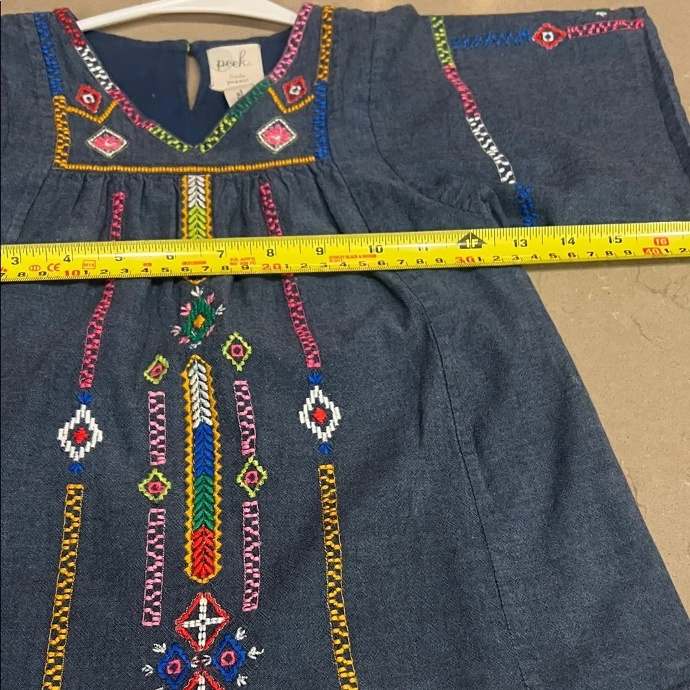 Peek Dark Blue Kids Blouse with Colorful Embroidery Boho